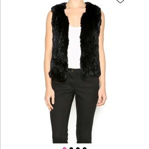 Black real fur vest in XS